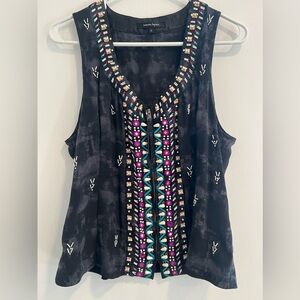 Nanette Lepore Silk Embellished Black Sleeveless Top